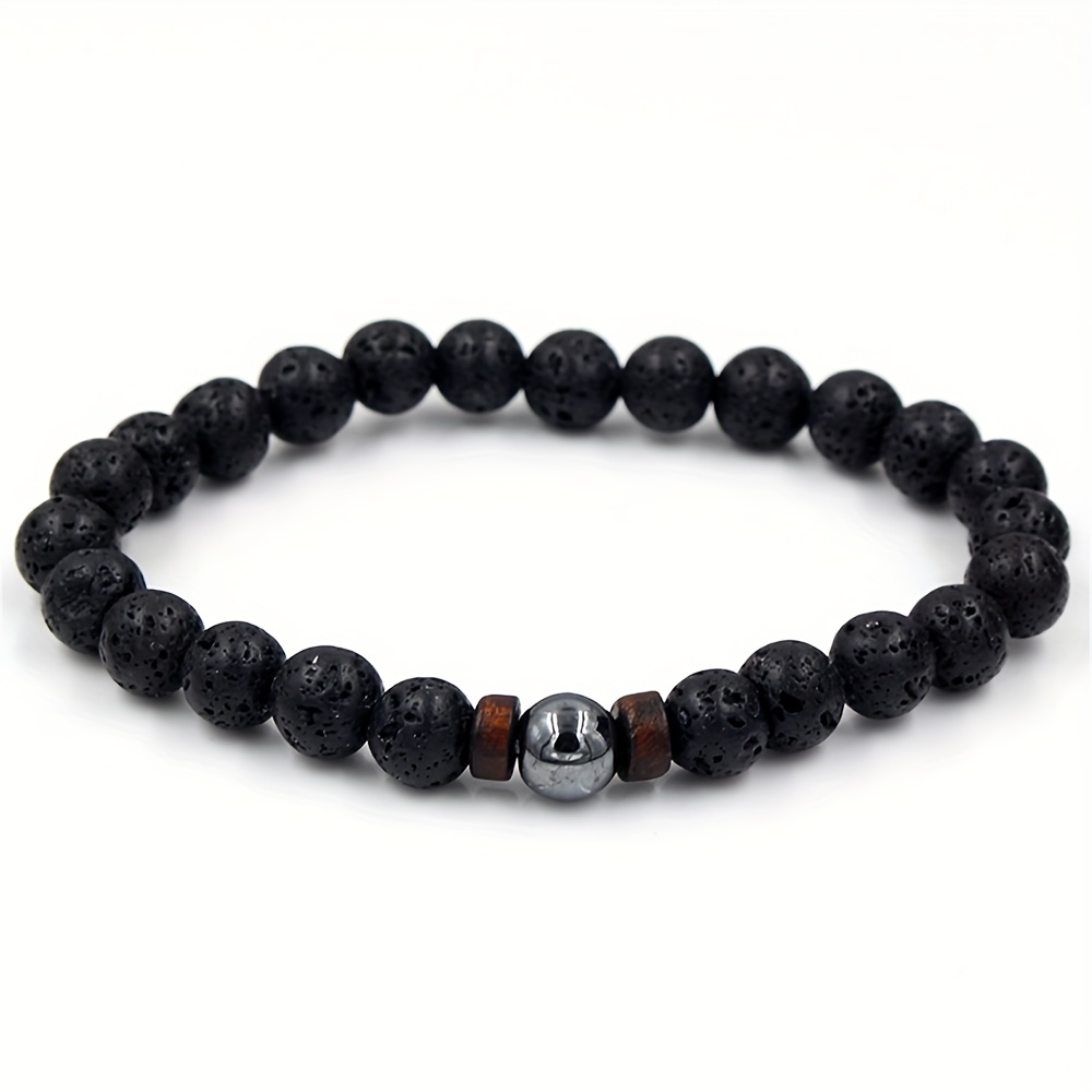 Men's 4pcs Versatile Punk Style Natural Stone Beaded Bracelet Set